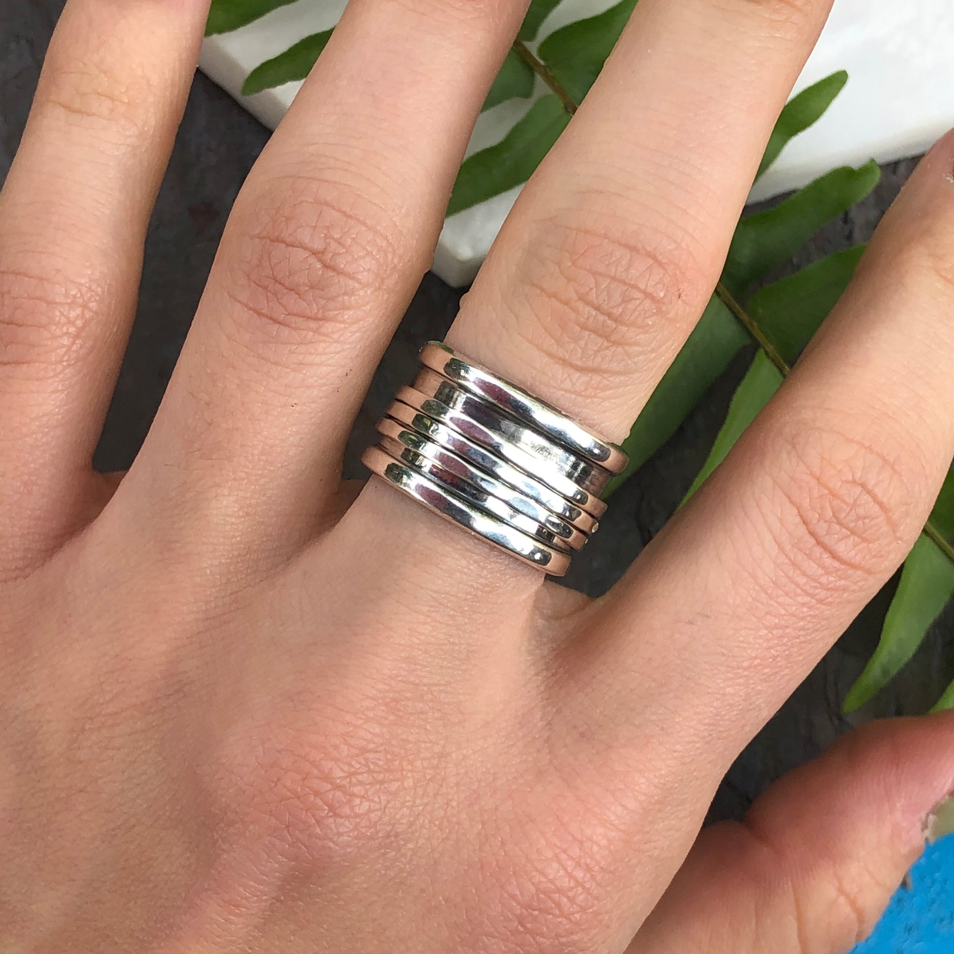 Sterling Silver 3-Wire Spinner Cigar Band Ring, Sterling Silver 3-Wire Spinner Cigar Band Ring - Legacy Saint Jewelry