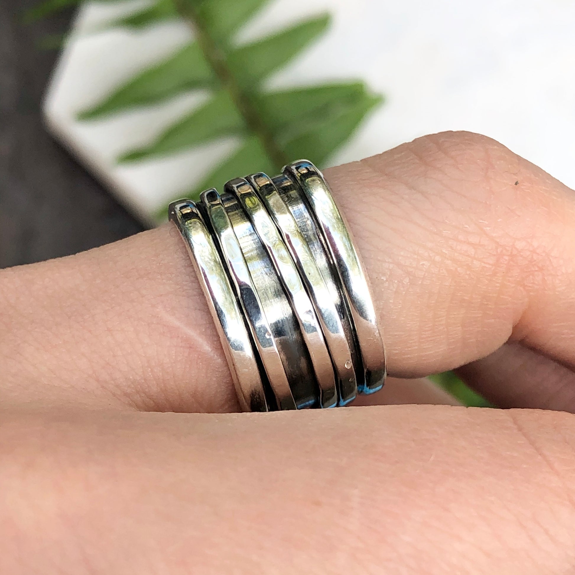 Sterling Silver 3-Wire Spinner Cigar Band Ring, Sterling Silver 3-Wire Spinner Cigar Band Ring - Legacy Saint Jewelry