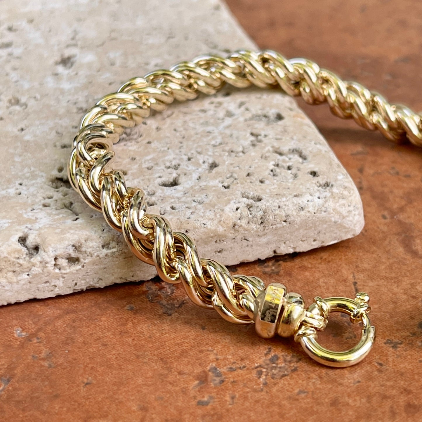 14KT Yellow Gold Intertwined Rounded Chain Link Bracelet