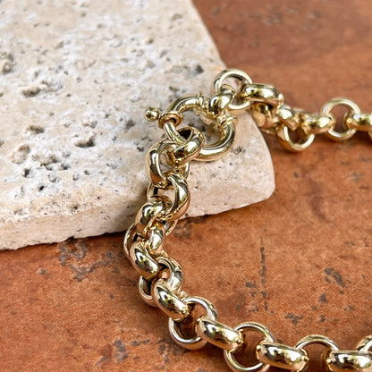 14KT Yellow Gold Rounded Rolo Chain Link Toggle Bracelet