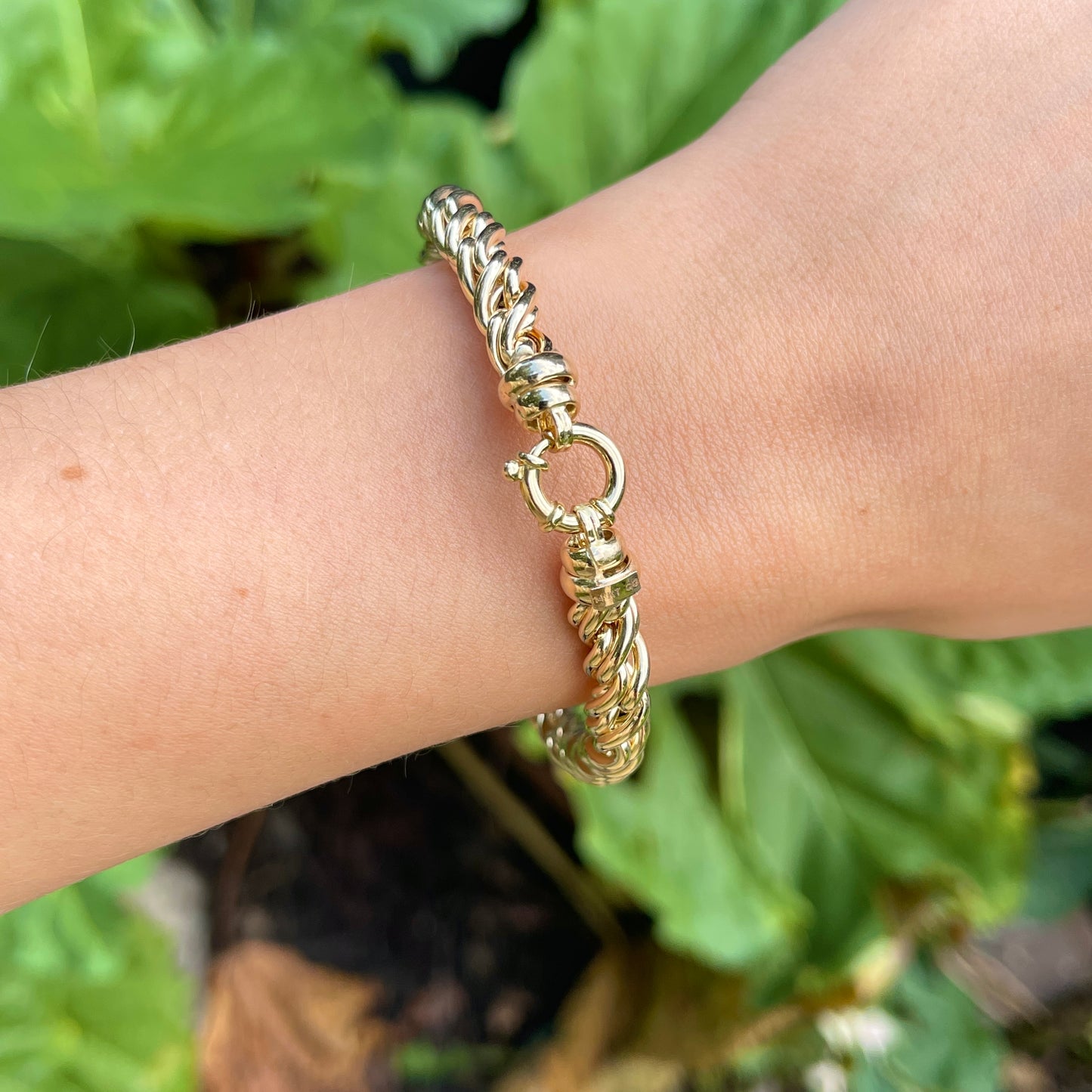 14KT Yellow Gold Intertwined Rounded Chain Link Bracelet