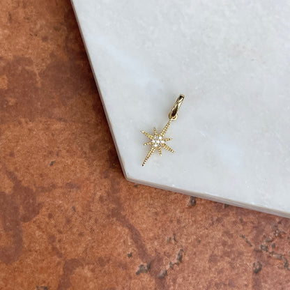 14KT Yellow Gold Diamond North Star Pendant Charm