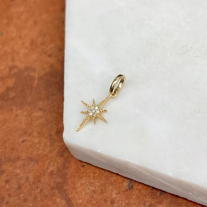 14KT Yellow Gold Diamond North Star Pendant Charm