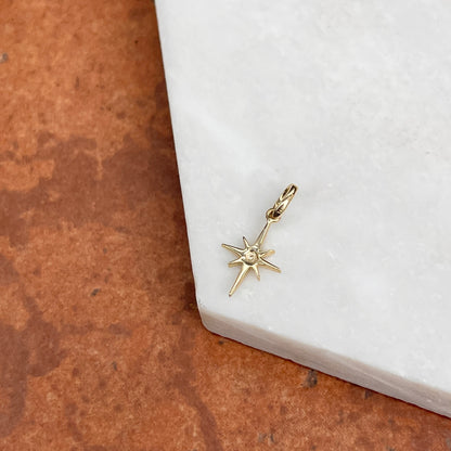 14KT Yellow Gold Diamond North Star Pendant Charm