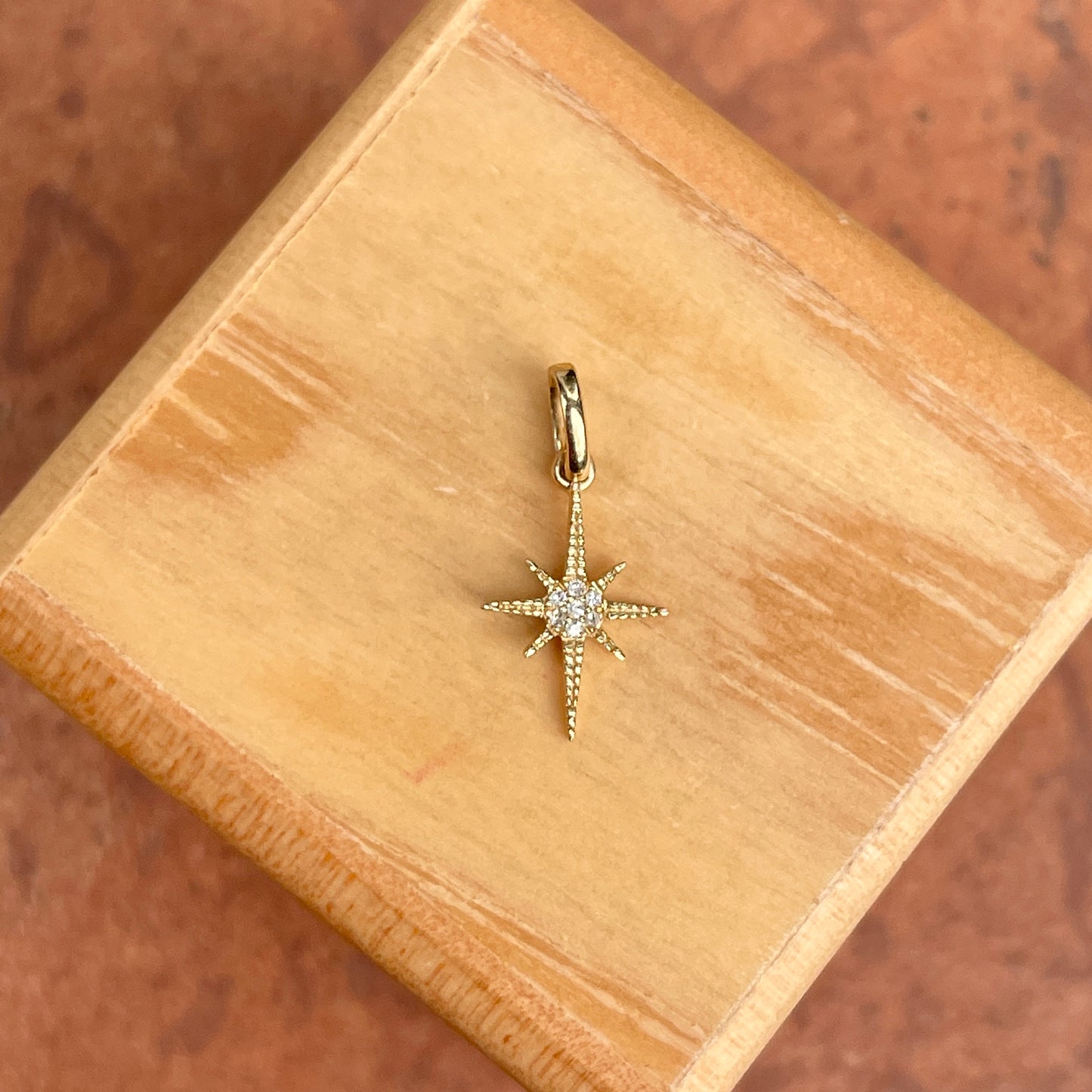 14KT Yellow Gold Diamond North Star Pendant Charm