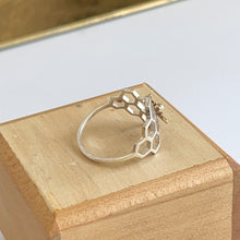 Load image into Gallery viewer, Sterling Silver + Bronze Honeycomb Bee Ring