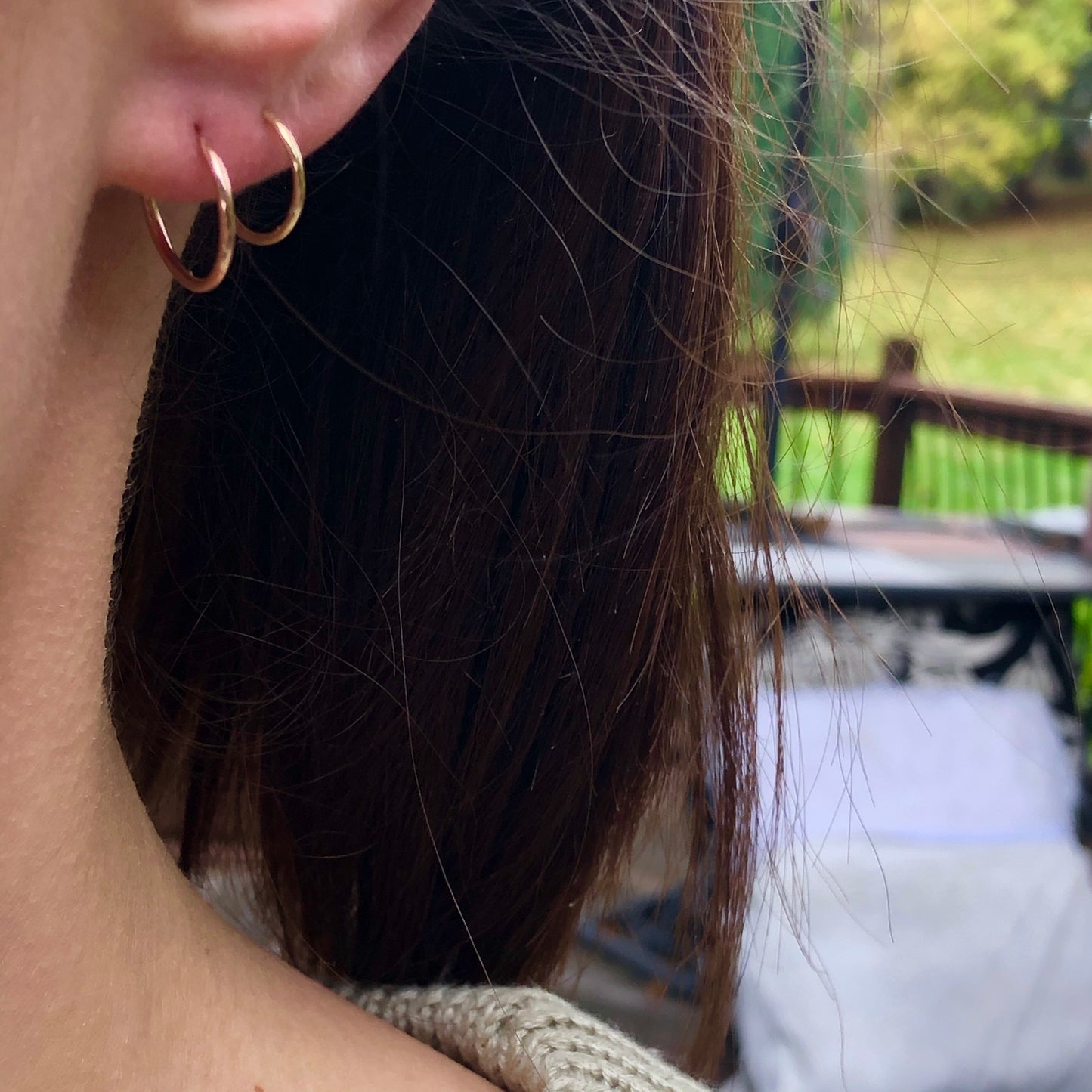 14KT Rose Gold Thin 1.5mm Endless Hoop Earrings 14mm - Legacy Saint Jewelry
