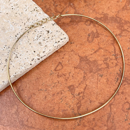 Estate 14KT Yellow Gold Stiff 1.5mm Round Collar Neck Wire Necklace