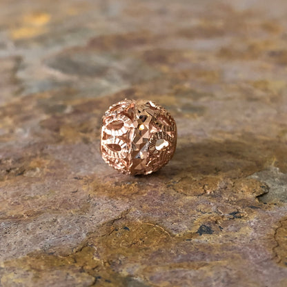 14KT Rose Gold Diamond-Cut Filigree Ball Pendant Charm, 14KT Rose Gold Diamond-Cut Filigree Ball Pendant Charm - Legacy Saint Jewelry