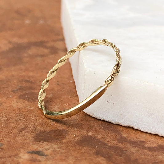 14KT Yellow Gold Diamond-Cut Rope Band Ring, 14KT Yellow Gold Diamond-Cut Rope Band Ring - Legacy Saint Jewelry