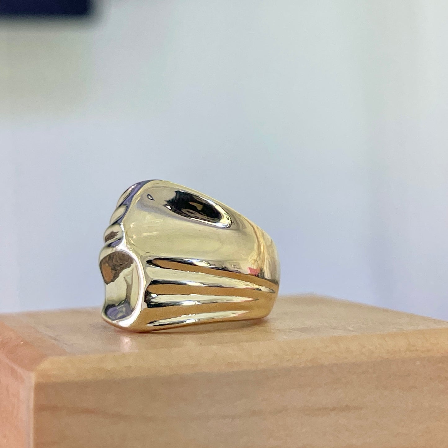 10KT Yellow Gold Grooved + Concave Cigar Band Ring