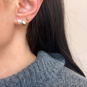 Sterling Silver Freshwater Pearl Crescent Moon Stud Earrings