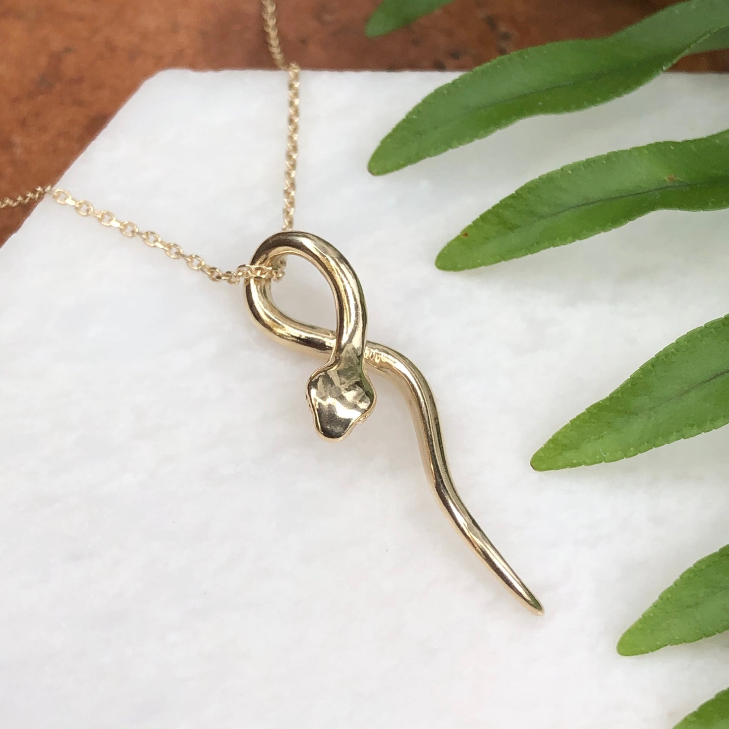 14KT Yellow Gold Curved Serpent Pendant Slide, 14KT Yellow Gold Curved Serpent Pendant Slide - Legacy Saint Jewelry