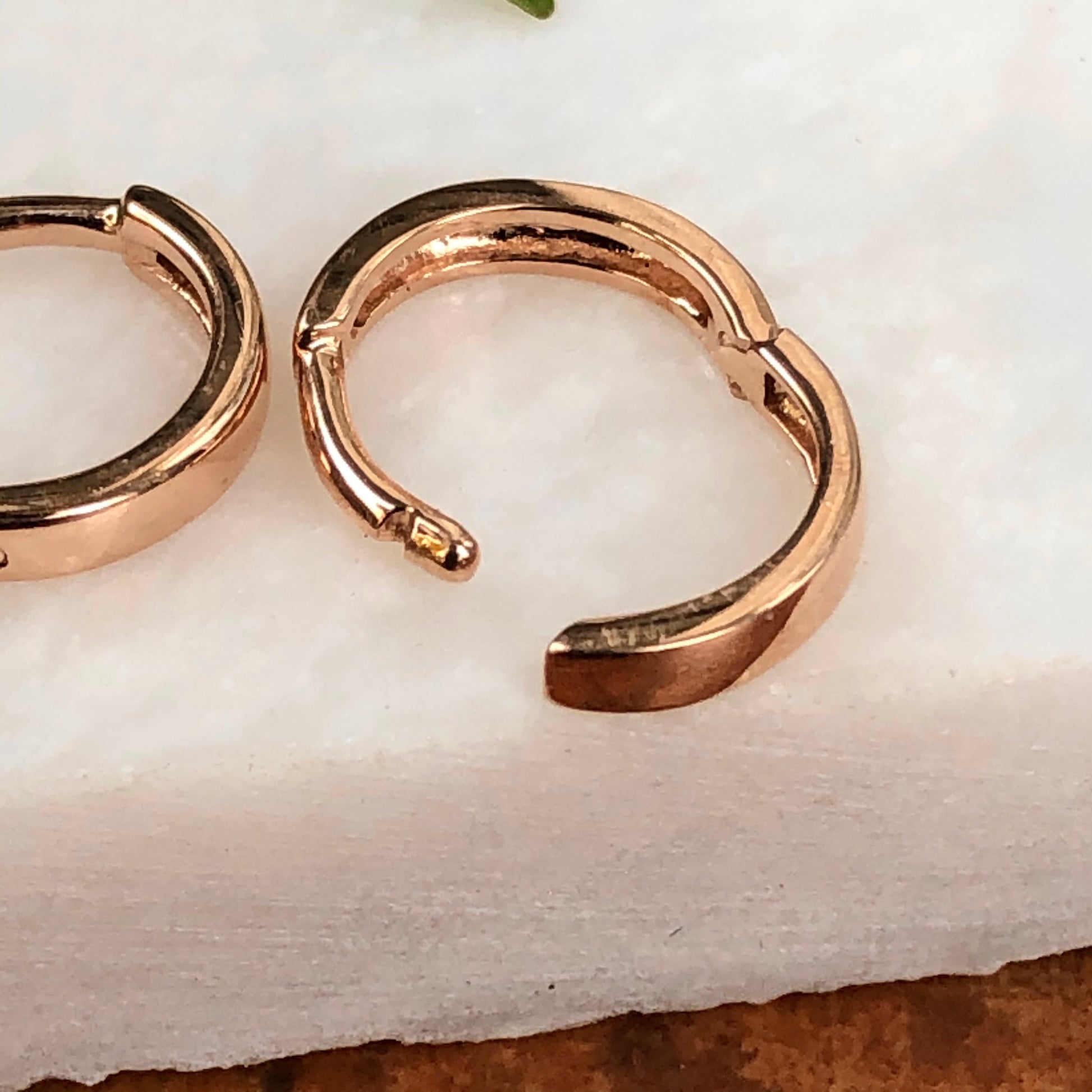 14KT Rose Gold Huggie Hoop Earrings 11mm, 14KT Rose Gold Huggie Hoop Earrings 11mm - Legacy Saint Jewelry
