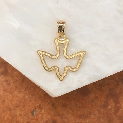 10KT Yellow Gold Cut-Out Dove Pendant Charm, 10KT Yellow Gold Cut-Out Dove Pendant Charm - Legacy Saint Jewelry