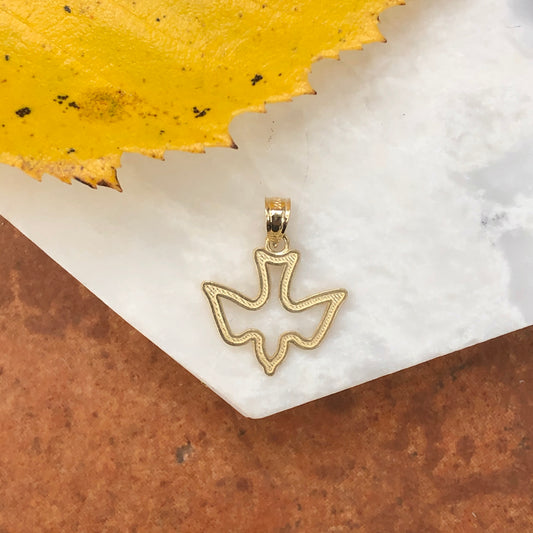 10KT Yellow Gold Cut-Out Dove Pendant Charm, 10KT Yellow Gold Cut-Out Dove Pendant Charm - Legacy Saint Jewelry