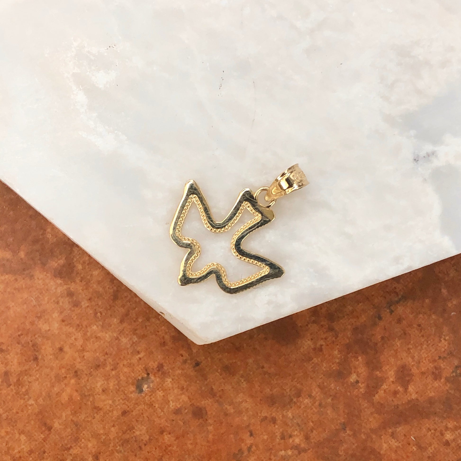 10KT Yellow Gold Cut-Out Dove Pendant Charm, 10KT Yellow Gold Cut-Out Dove Pendant Charm - Legacy Saint Jewelry