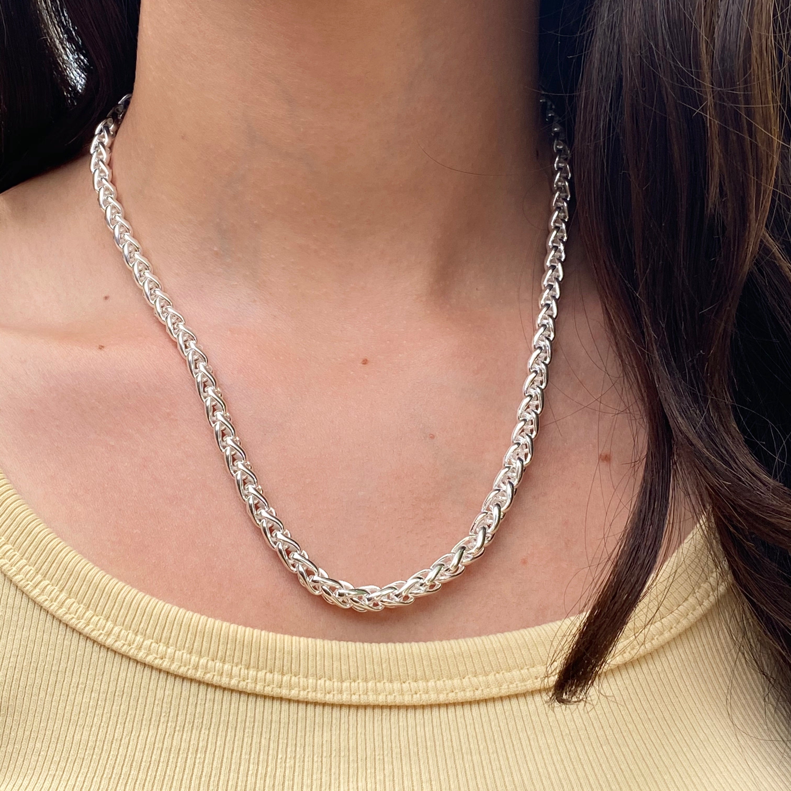 Silver 19.75 Inch Adjustable Necklace Spiga Chain | Ernest Jones