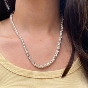 Sterling Silver Polished 6mm Spiga Chain Link Necklace 20", Sterling Silver Polished 6mm Spiga Chain Link Necklace 20" - Legacy Saint Jewelry