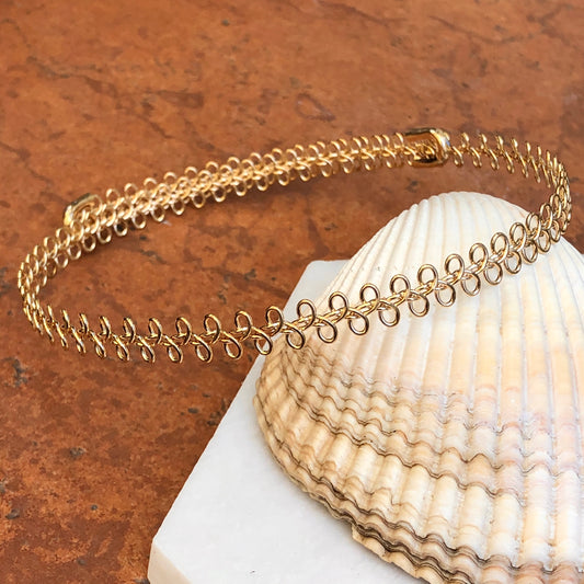 Yellow Gold Plated Loops Design Choker Necklace, Yellow Gold Plated Loops Design Choker Necklace - Legacy Saint Jewelry