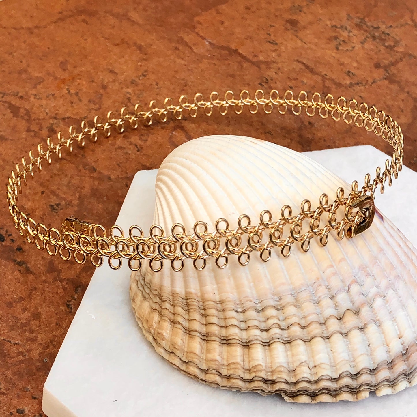 Yellow Gold Plated Loops Design Choker Necklace, Yellow Gold Plated Loops Design Choker Necklace - Legacy Saint Jewelry
