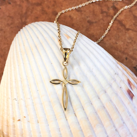 14KT Yellow Gold Diamond-Cut Cross Necklace, 14KT Yellow Gold Diamond-Cut Cross Necklace - Legacy Saint Jewelry