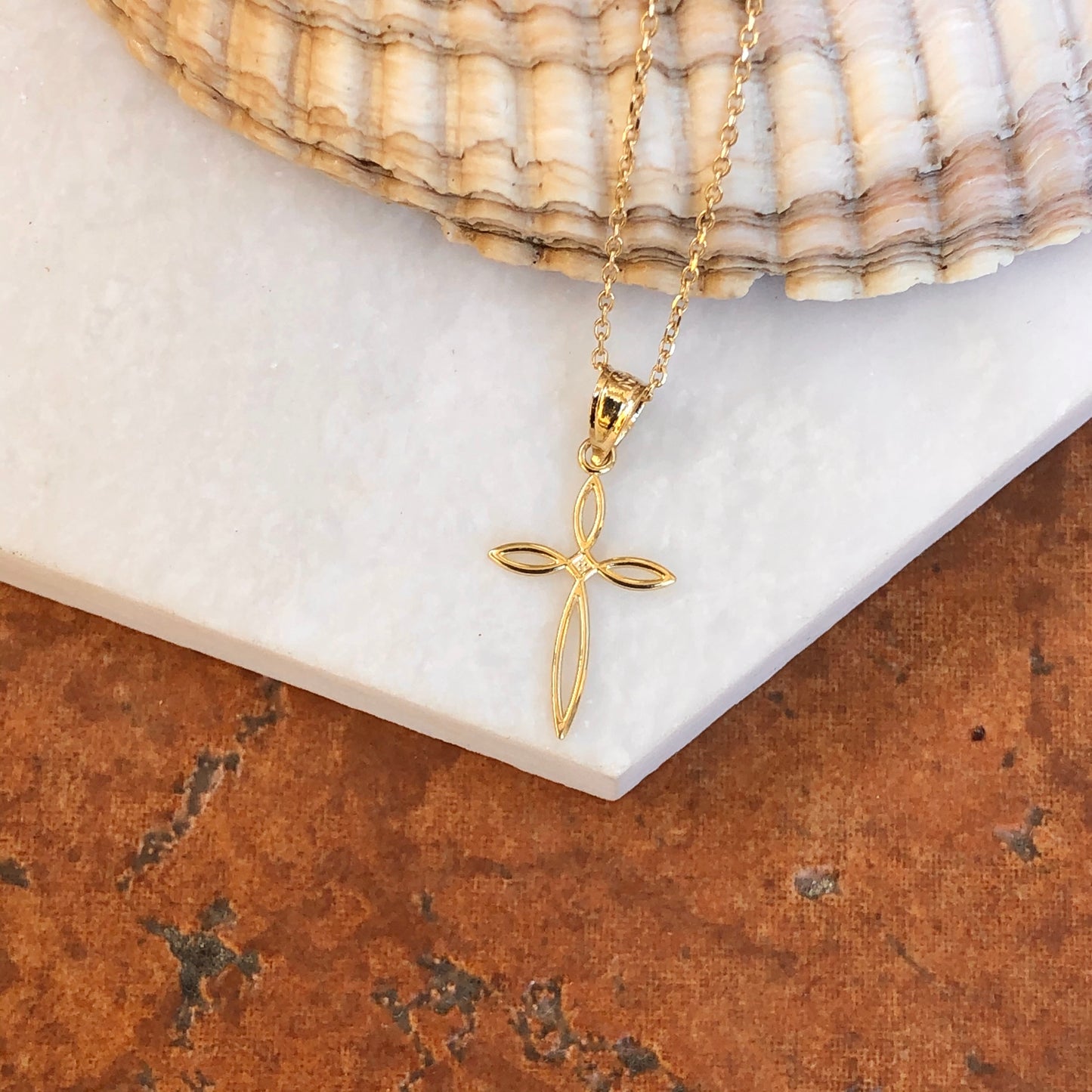 14KT Yellow Gold Diamond-Cut Cross Pendant Charm, 14KT Yellow Gold Diamond-Cut Cross Pendant Charm - Legacy Saint Jewelry