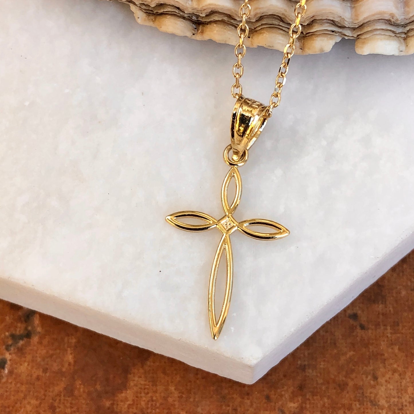 14KT Yellow Gold Diamond-Cut Cross Pendant Charm, 14KT Yellow Gold Diamond-Cut Cross Pendant Charm - Legacy Saint Jewelry