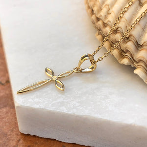14KT Yellow Gold Diamond-Cut Cross Pendant Charm, 14KT Yellow Gold Diamond-Cut Cross Pendant Charm - Legacy Saint Jewelry