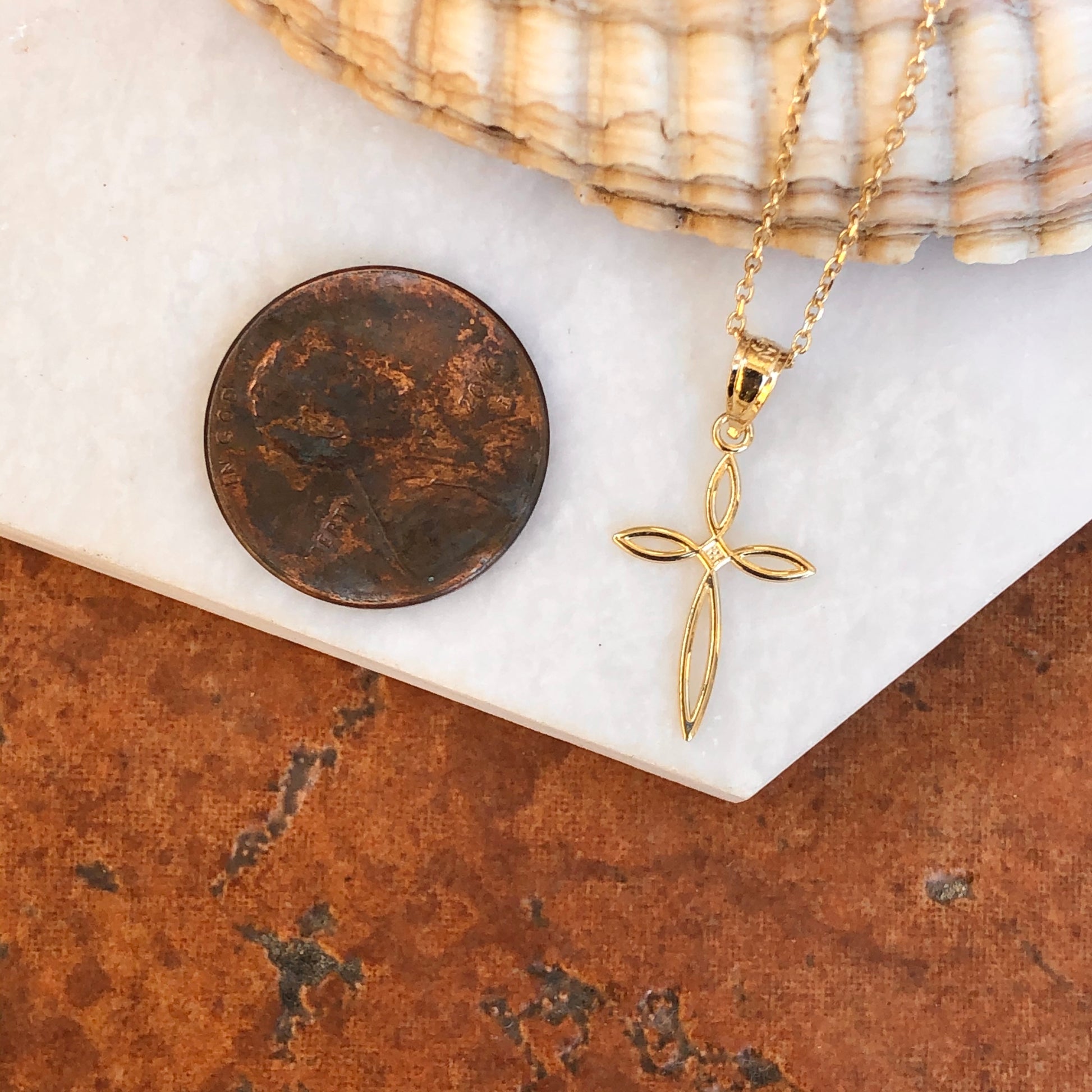 14KT Yellow Gold Diamond-Cut Cross Pendant Charm, 14KT Yellow Gold Diamond-Cut Cross Pendant Charm - Legacy Saint Jewelry