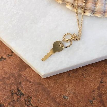 14KT Yellow Gold Polished Mini-Size Key Charm Pendant, 14KT Yellow Gold Polished Mini-Size Key Charm Pendant - Legacy Saint Jewelry