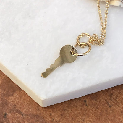 14KT Yellow Gold Polished Mini-Size Key Charm Pendant, 14KT Yellow Gold Polished Mini-Size Key Charm Pendant - Legacy Saint Jewelry