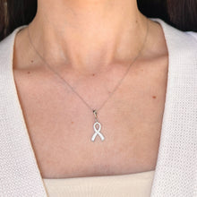Load image into Gallery viewer, 14KT White Gold Awareness Ribbon Pendant Charm