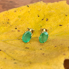 Load image into Gallery viewer, 14KT Yellow Gold Oval Emerald Stud Earrings, 14KT Yellow Gold Oval Emerald Stud Earrings - Legacy Saint Jewelry