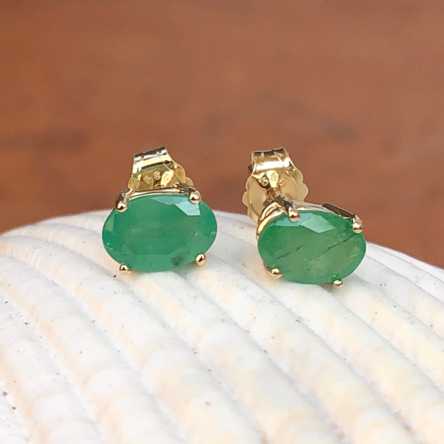 14KT Yellow Gold Oval Emerald Stud Earrings, 14KT Yellow Gold Oval Emerald Stud Earrings - Legacy Saint Jewelry