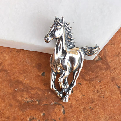 Sterling Silver Galloping Horse Pendant Charm, Sterling Silver Galloping Horse Pendant Charm - Legacy Saint Jewelry
