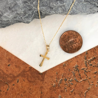 14KT Yellow Gold Beveled Cross Pendant Charm, 14KT Yellow Gold Beveled Cross Pendant Charm - Legacy Saint Jewelry