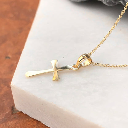 14KT Yellow Gold Beveled Cross Pendant Charm, 14KT Yellow Gold Beveled Cross Pendant Charm - Legacy Saint Jewelry