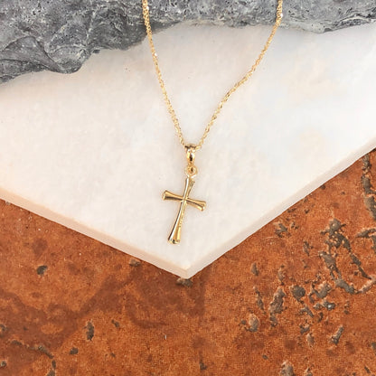 14KT Yellow Gold Beveled Cross Pendant Charm, 14KT Yellow Gold Beveled Cross Pendant Charm - Legacy Saint Jewelry