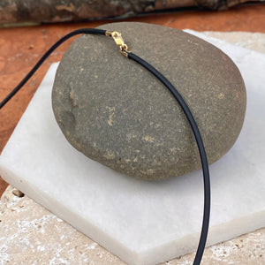 14KT Yellow Gold + Black Rubber Cord Necklace 2mm, 14KT Yellow Gold + Black Rubber Cord Necklace 2mm - Legacy Saint Jewelry