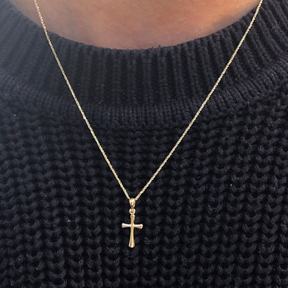 14KT Yellow Gold Beveled Cross Pendant Charm, 14KT Yellow Gold Beveled Cross Pendant Charm - Legacy Saint Jewelry