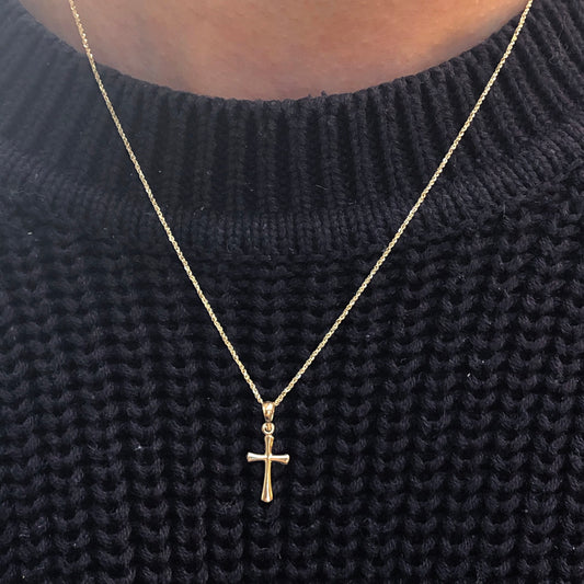 14KT Yellow Gold Beveled Cross Pendant Charm, 14KT Yellow Gold Beveled Cross Pendant Charm - Legacy Saint Jewelry