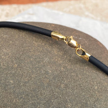 Load image into Gallery viewer, 14KT Yellow Gold Black Rubber Cord Collar Necklace 3mm, 14KT Yellow Gold Black Rubber Cord Collar Necklace 3mm - Legacy Saint Jewelry