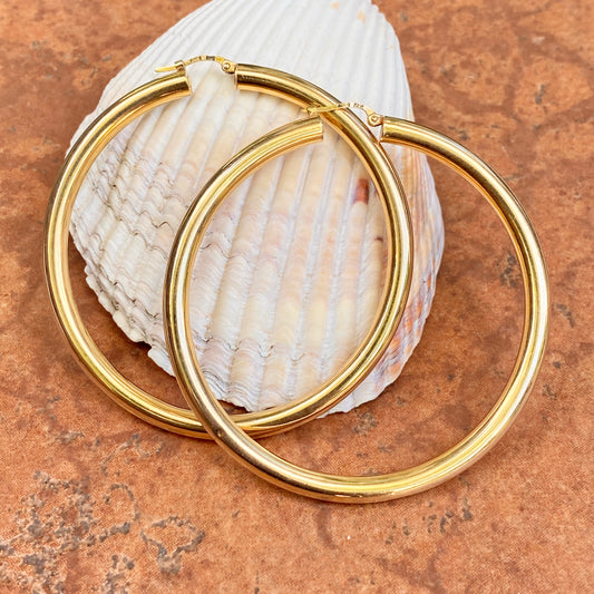 Estate 14KT Yellow Gold Large Tube Hoop Earrings 60mm, Estate 14KT Yellow Gold Large Tube Hoop Earrings 60mm - Legacy Saint Jewelry