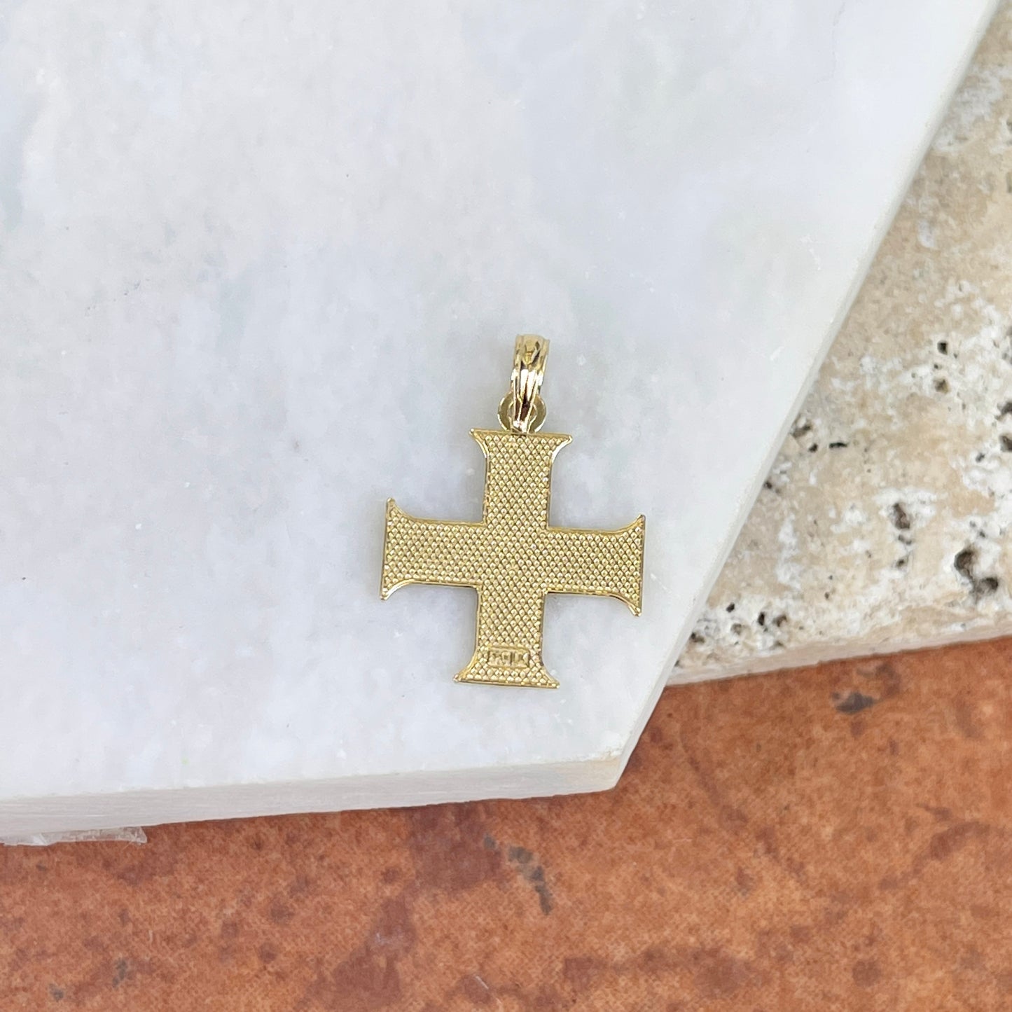 14KT Yellow Gold Swirl Design Greek Style Cross Pendant
