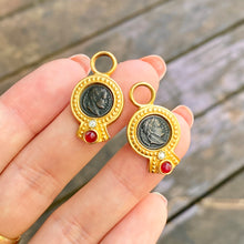 Load image into Gallery viewer, Estate 14KT Yellow Gold Vermeil Matte Faux Brome Roman Coin Earrings Charms, Estate 14KT Yellow Gold Vermeil Matte Faux Brome Roman Coin Earrings Charms - Legacy Saint Jewelry