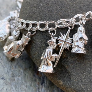 Sterling Silver Nativity 13 Charm Bracelet, Sterling Silver Nativity 13 Charm Bracelet - Legacy Saint Jewelry