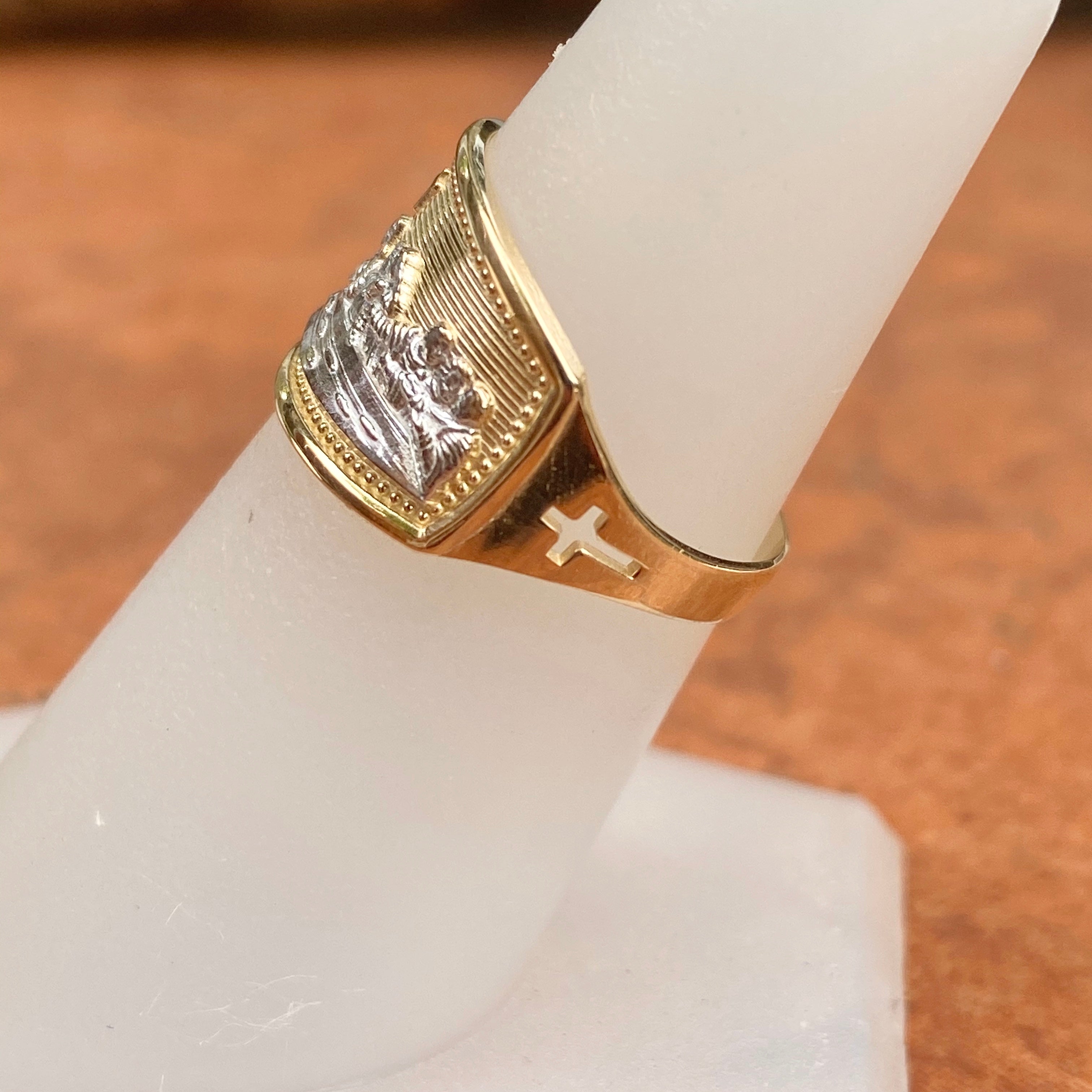 10K Yellow Gold with 10k Rose Gold & Rhodium Over 10k White Gold Crossover  Ring - AU1413 | White gold, Crossover ring, Yellow gold