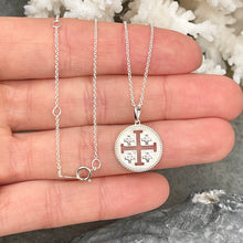 Load image into Gallery viewer, Sterling Silver Jerusalem Cross Diamond Medal Pendant Necklace
