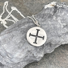 Load image into Gallery viewer, Sterling Silver Jerusalem Cross Diamond Medal Pendant Necklace